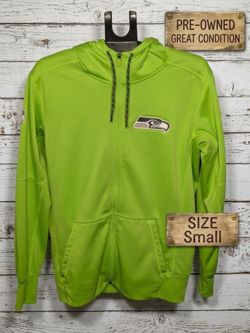 Nike NFL Seattle Seahawks Full-Zip Hoodie Therma Fit Small